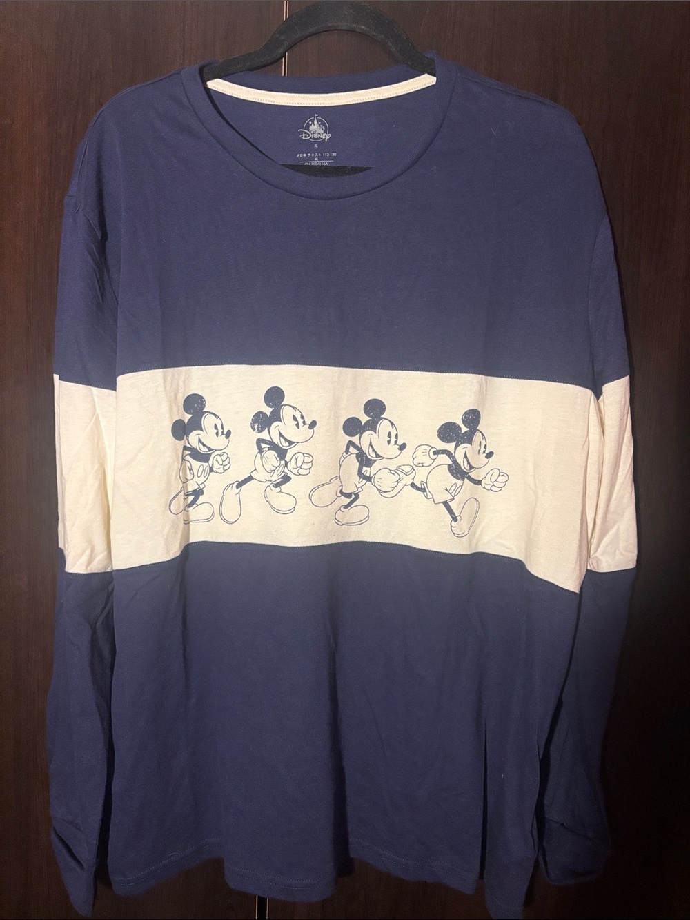 Disney Navy and Cream Mickey Mouse Stripe Long-Sleeve Tee